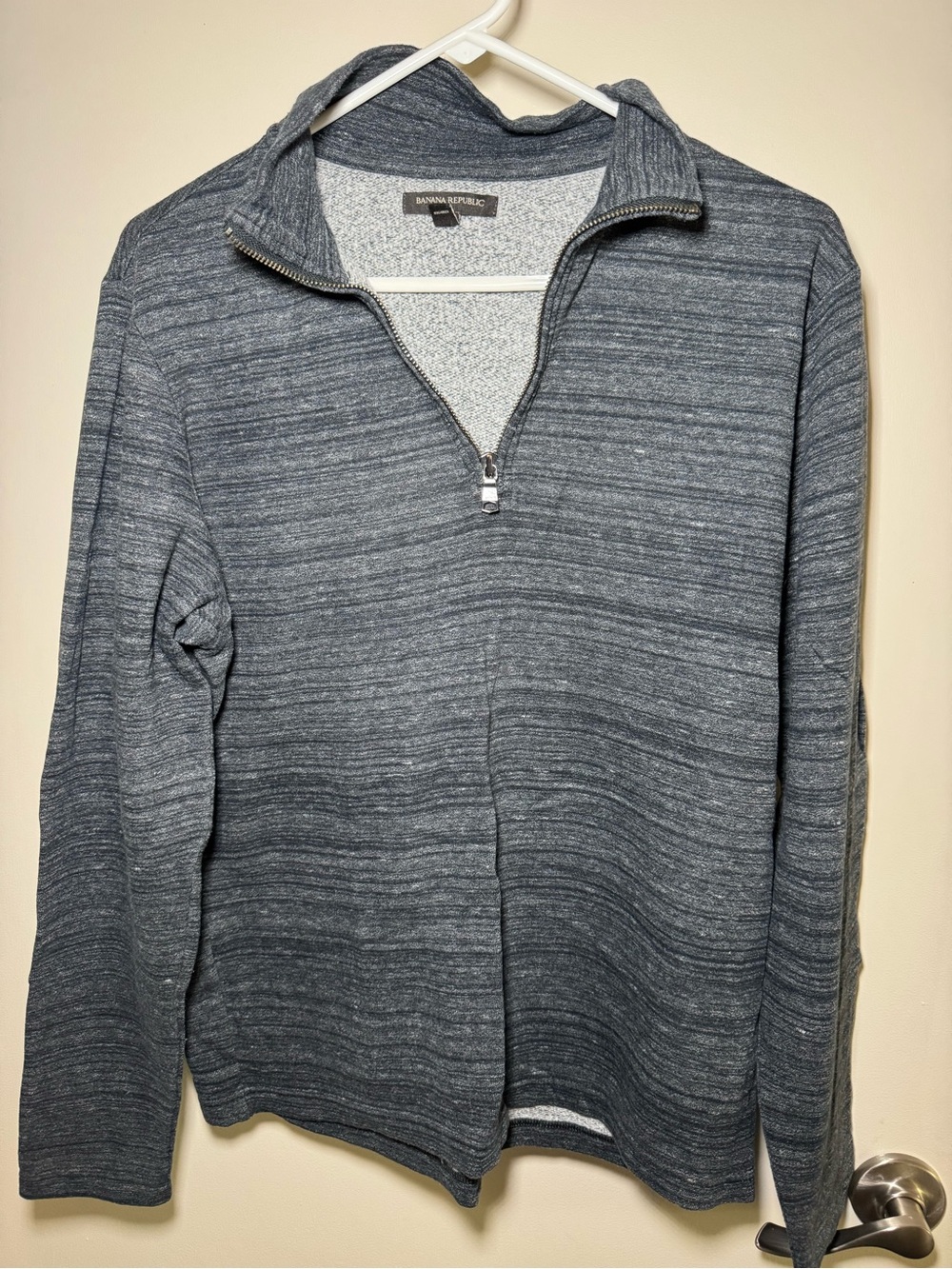 Banana Republic Men's Gray Heathered Quarter-Zip Sweater